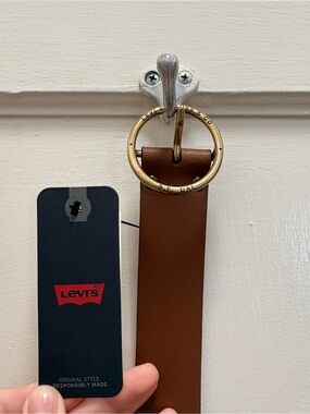 Levi's Brown Leather Key Loop with Brass Ring
